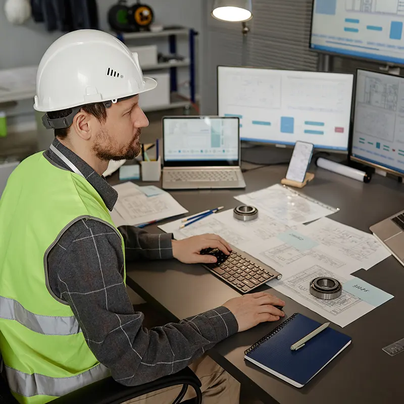 Engineer working on computer