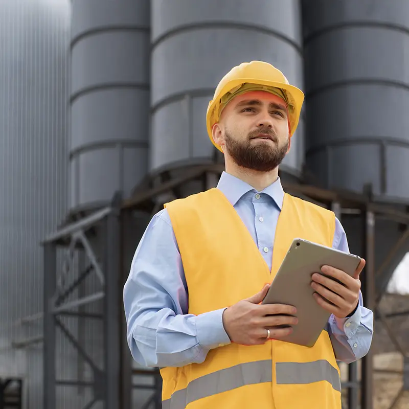 Engineer working on construction