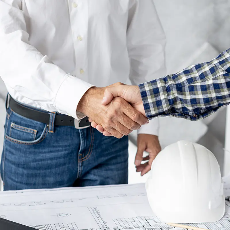 Shaking hands with client
