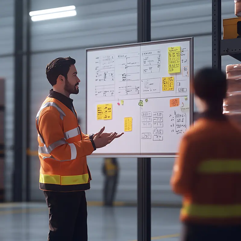 Worker conducting handover shift